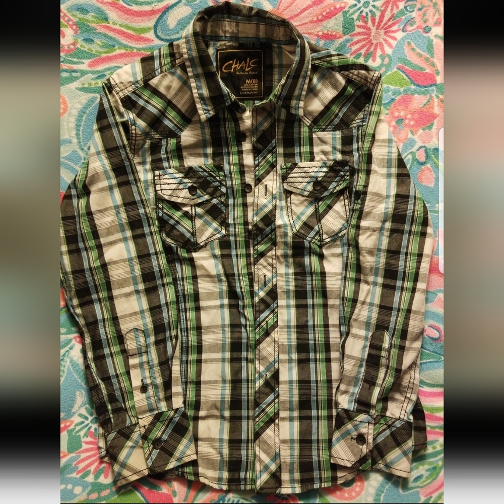 Boys button down collared shirt sz M (8)